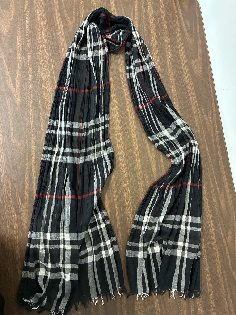 Classic Black Plaid Lightweight Women's Scarf